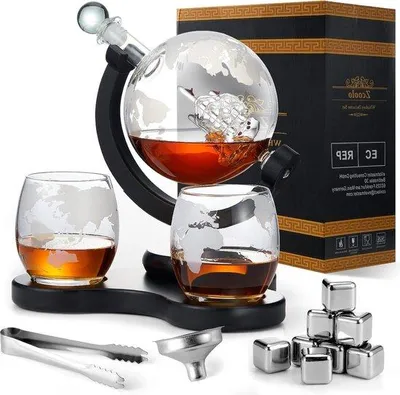 Immagine prodotto di Set caraffa per whisky da 850 ml in acciaio inossidabile e vetro