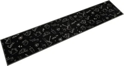 Produktbild von Küchenteppich Waschbar Morgen Schwarz 60x300 cm Samt
