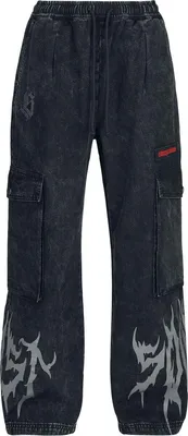 Produktbild von Rock Rebel by EMP Damen schwarze Boyfriend-Jeans mit Stickerei und Prints XXL