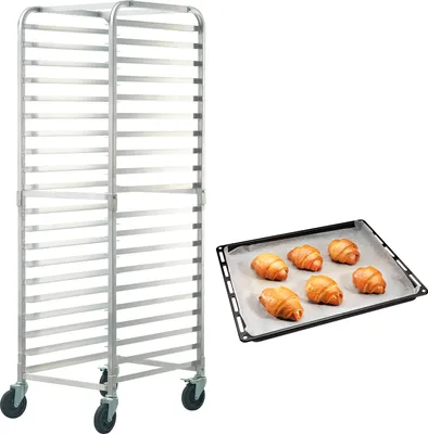 Immagine prodotto di SucceBuy Portapane a 20 livelli, carrello di stoccaggio in alluminio per panifici commerciali con ruote frenanti per mezze teglie e teglie intere, 26 "L x 20,4 "L x 70 "H, ideale per la cucina e le attrezzature per la cottura del pane
