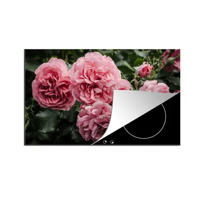 Produktbild von KitchenYeah© Herdabdeckplatte Rosa - Blumen - Rosen , 85x52cm, Küche Deko, Glaskeramikkochfeld Herdabdeckung, Abdeckplatte fùr Kochfeld