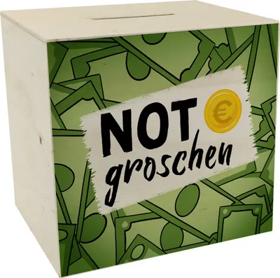 Produktbild von Notgroschen Spardose aus Holz für den Notfall
