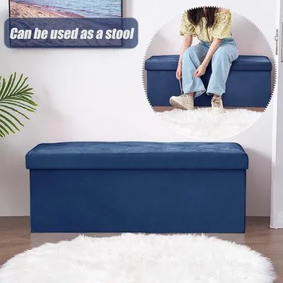 Produktbild von Famanu Aufbewahrungshocker mit Deckel - 40 x 110 x 40 cm, faltbar, gepolstert, platzsparend