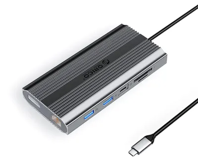 Obrázek produktu pro Orico XDR, dokovací stanice 12 v 1 s konektory USB-A, USB-C a 2x HDMI (podpora 4K při 60 Hz)