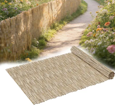 Obrázek produktu pro XINZI Rákosová rohož, výška 120 cm, délka 3 m, rohož na ochranu soukromí z přírodního rákosu, zahradní rohož odolná proti povětrnostním vlivům s kabelovými sponami, vhodná na balkon, plot i terasu