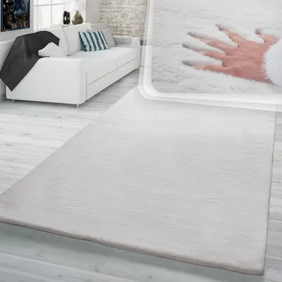 Produktbild von TT Home Hochflor Teppich Wohnzimmer Kunstfell Super Softes Kaninchenfell Imitat In Beige Größe 160x230 cm