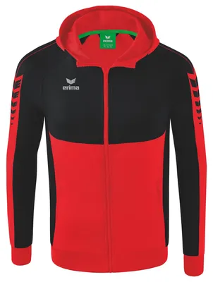 Produktbild von Erima Six Wings Trainingsjacke mit Kapuze Rot/Schwarz Junior