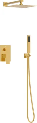 Produktbild von Balneo Duschsystem mit Regendusche glänzend gold Edelstahl | Duscharmatur mit Handbrause CASCADE