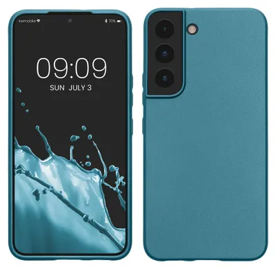 Produktbild von kwmobile Handyhülle für Samsung Galaxy S22 Hülle - Silikon Case metallisch schimmernd - Schutzhülle Cover - Metallic Karibikblau