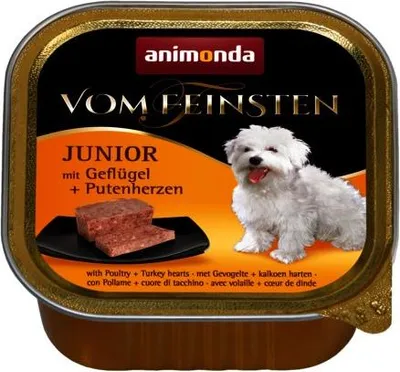 Obrázek produktu pro animonda Vom Feinsten with poultry + turkey hearts, Junior, Srdce, Drůbež, Turecko, 150 g, Bez sóji