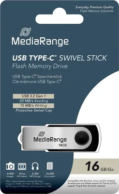 Produktbild von MediaRange USB-Stick  USB 3.2 Gen1 USB-C   16GB