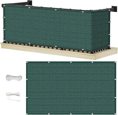 Produktbild von Privatsphäre-Balkon-Abdeckung - UV- und Windgeschütztes Einbau-Schiebedach in Dunkelgrün - 60 x 400 cm