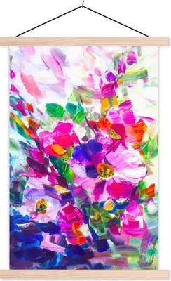 Produktbild von MuchoWow® Textilposter Impressionismus - Ölmalerei - Farben 120x180 cm mit holzfarbenen Rahmen - Textil-Plakat