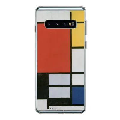Produktbild von MuchoWow® Handyhülle Schutzhülle Hülle für Samsung Galaxy S10 Komposition 2 in Rot Blau und Gelb - Piet Mondrian Silikon Softcase Handy Hülle - Handytasche