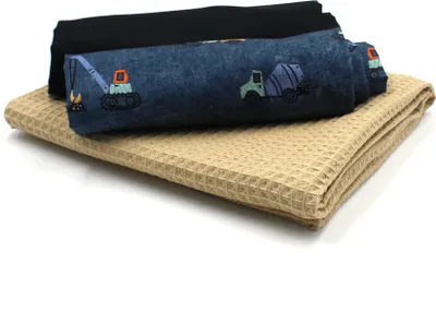 Imagen del producto de Kit de mezcladora de hormigón tipo "bagger", conjunto de tela para waffles: 1 unidad de tela para waffles + 2 unidades de tela de algodón (estampada y lisa), cada una de 0,5m x 1,5m. Paquete de tela para proyectos de "hágalo usted mismo"
