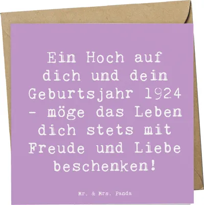 Produktbild von Mr. & Mrs. Panda Klappkarte Spruch 1924 Geburtstag - Lavendeltraum - Geschenk, Glückwunschkarte, anlasskarte, Geburtstagsgeschenk, doppelkarte, Happy Birthday, faltkarte