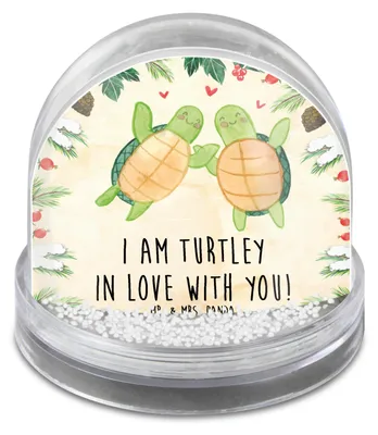Produktbild von Mr. & Mrs. Panda Weihnachts Schneekugel Schildkröten Paar - Naturpapier - Geschenk, Große, Freundin, schnee kugel, für Frauen, Weihnachten, Valentinstag, Hochzeitstag