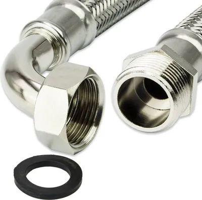 Produktbild von AWM Edelstahl Flexschlauch (DN19) 1" BOGEN x 1" AG - 250 cm Armaturn Panzerschlauch Sanitär Hauswasserwerk