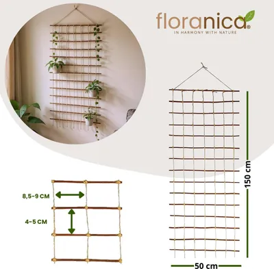 Obrázok produktu pre Podpera na popínanie Floranica 150 x 50 cm Popínavá sieť z ekologickej vŕby na záhradu, balkón a terasu pre ruže alebo zeleninu
