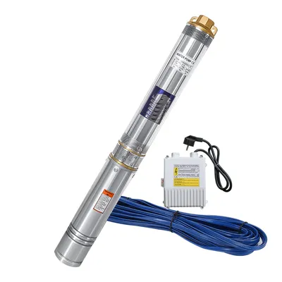 Immagine prodotto di Fiqops pompa per pozzi profondi Pompa sommergibile per pozzi profondi 4000 l/h 3,4bar 92mm 20m di cavo 3,4bar max 0,37kW