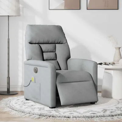 Produktbild von vidaXL Massagesessel Elektrisch Hellgrau Stoff