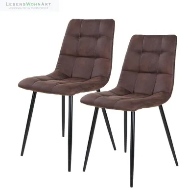 Produktbild von Modernes 2er Stuhl-Set LEIRIA dunkelbraun Mikrofaser