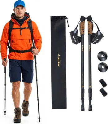 Produktbild von Outtec® Wanderstöcke Nordic Walking Stöcke - 70-135cm - Ultraleicht Trekkingstöcke für Damen und Herren - für Wandern, Trekking - Anti-shock, Teleskop
