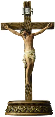 Harzstein-Tischkreuz mit Korpus, 6 x 8,5 Zoll, beige
