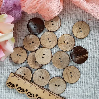 Produktbild von Nähknöpfe 20 Stück, Kokosknöpfe 25mm, Kokosnuss Schalen 2-Löcher Nähen Knöpfe, Kokosnuss Knopf, XL Große Knöpfe, Umweltfreundlich