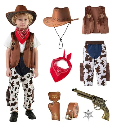 Immagine prodotto di Costume da cowboy taglia 150, costume da sceriffo con accessori, ideale per il Carnevale