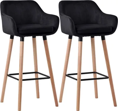 Produktbild von 2er Set Barhocker Grant Samt schwarz