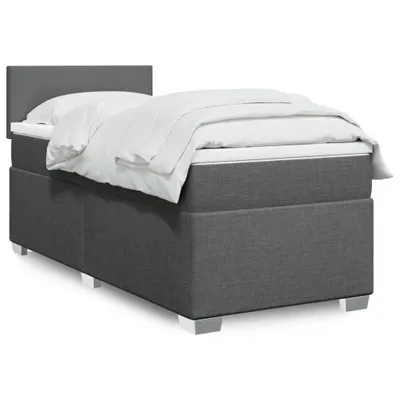 Produktbild von Boxspringbett mit Matratze Dunkelgrau 90x190 cm Stoff, Klassische Betten 2024 Neu