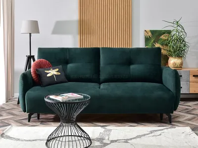 Zdjęcie produktu dla Sofa rozkładana MIGDALIA - zielona / czarna