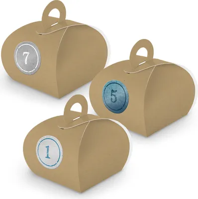 Produktbild von Adventskalender zum Füllen 24x Box mit Griff BRAUN + Sticker V11 Z01