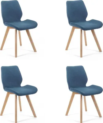 Produktbild von 4er-Set Esszimmerstühle KIMTE - blau/Buche