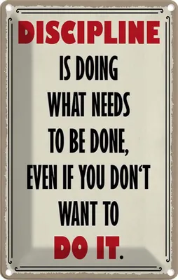 Produktbild von vianmo Blechschild 30x20 cm Discipline is doing what needs Dekoration