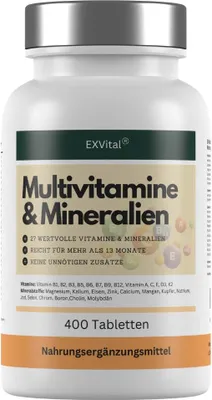 Produktbild von Multivitamin Tabletten, 27 Vitamine & Mineralien, 400 Stück von EXVital