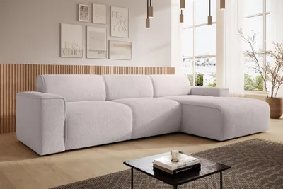Image de AX LIVING Canapé forme L Didim mini creme 310 cm de large, élégant D