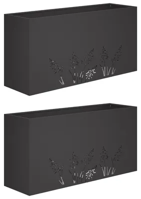 Obrázok produktu pre vidaXL Záhradný kvetináč, 2 kusy, čierna farba, 100 x 30 x 49 cm