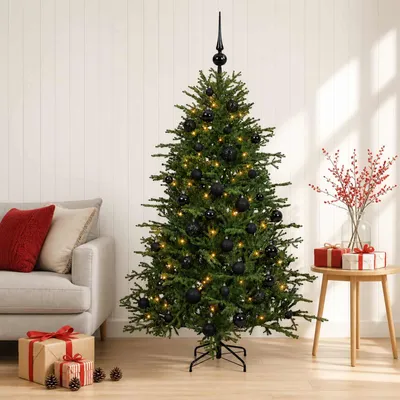Imagen del producto de Árbol de Navidad artificial con adornos navideños, 150 cm, 150 luces LED
