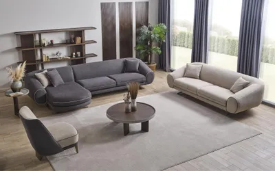 Zdjęcie produktu dla Wohnzimmer Luxus Set Ecksofa- L-Form 3+1 Sitzer Couchtisch Beistelltisch