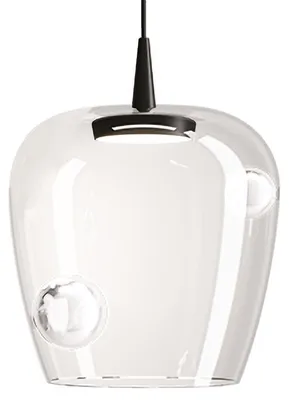 Zdjęcie produktu dla Lampa wisząca Zafferano Bilia 27 cm LED 8 W 2700 K Czarna-przezroczysta, wykonana z dmuchanego szkła borokrzemianowego do oświetlenia wewnętrznego