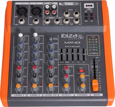 Produktbild von IBIZA MX401 KOMPAKTES 4 Kanal Mischpult USB