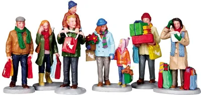 Obrázek produktu pro Lemax Vánoční vesnice Shoppers Vánoční dům Zimní dekorace Vánoční figurky