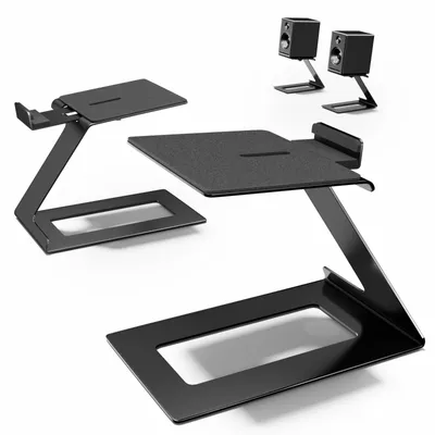 Produktbild von Lautsprecherständer für Schreibtisch, 2er-Set, 6° neigbar, ausziehbar 140–190 mm, für Regal-, PC- und Studiolautsprecher, schwarz
