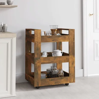 Obrázok produktu pre The Living Store Kuchynský vozík smoke oak 60x45x80 cm materiál na báze dreva