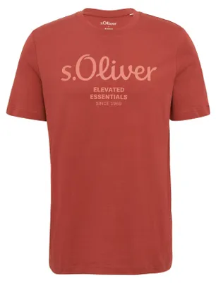 Produktbild von s.Oliver Herren T-Shirt - Basic, Logoprint, Rundhals, Baumwolle Rot L