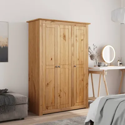 Produktbild von vidaXL Kleiderschrank 3-Türig 118×50×171,5 cm Kiefer Panama Serie
