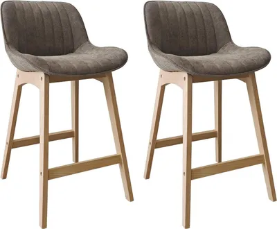 Image de Lot de chaises NORDEN de bar en chêne et tissu velours côtelé H65cm
