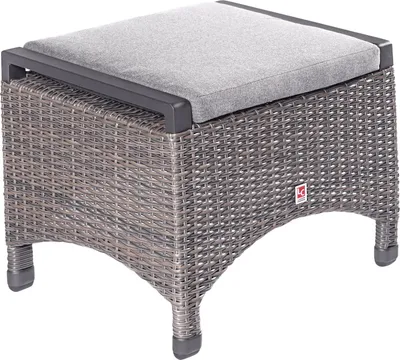 Produktbild von LC Garden »Komido« Dining Hocker omega braun 46x59x47cm Dining Fußbank aus handgeflochtenem Polyrattan inkl. Sitzkissen